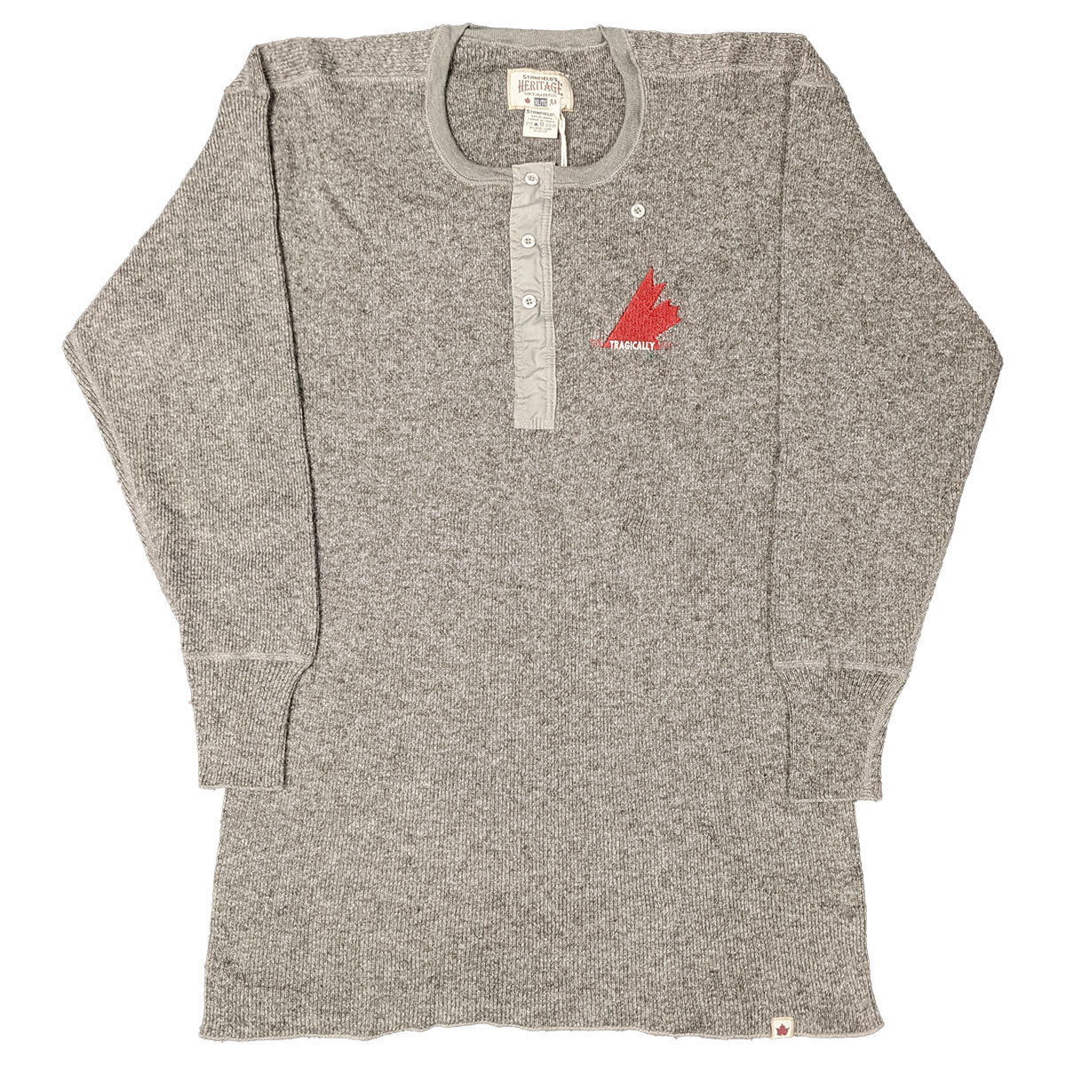 THE TRAGICALLY HIP Embroidered Maple Leaf Wool Henley